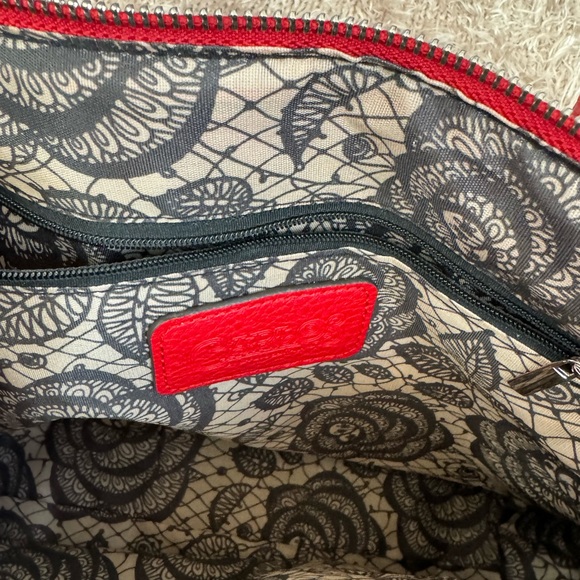 Carlos Santana red faux leather shoulder bag with silver studs - Picture 11 of 12